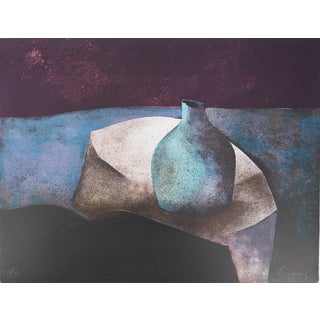 Claude Gaveau, Still Life with Blue Vase, Lithograph For Sale