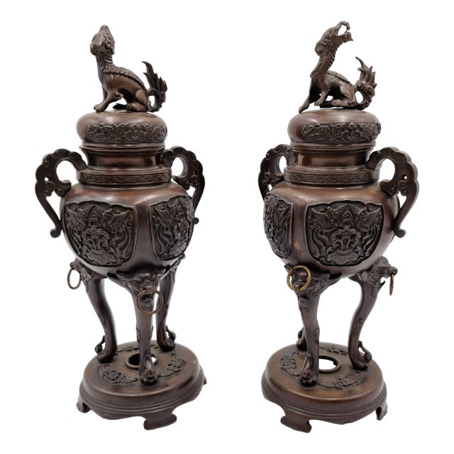 Bronze Tripod Censers, Set of 2 For Sale