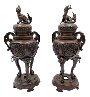 Bronze Tripod Censers, Set of 2