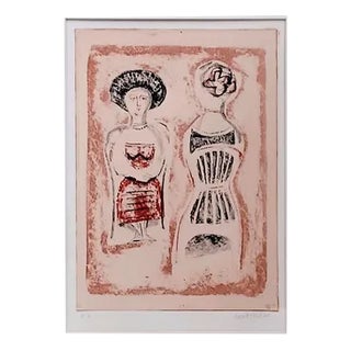 Massimo Campigli, Deux Femmes Assises, 1965, Lithograph For Sale