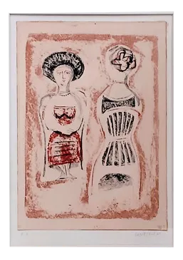 Massimo Campigli, Deux Femmes Assises, 1965, Lithograph