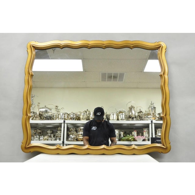 Vintage Hollywood Regency Gold Scalloped Serpentine Wood Frame Wall Mirror For Sale - Image 15 of 15