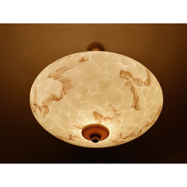 Art Deco Pendant Light in Ivory Marble Glass, 1930s For Sale - Image 11 of 18