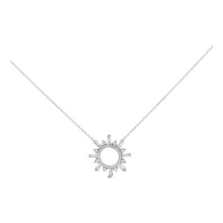 Sterling Silver 5/8 Cttw Diamond Starburst Medallion Pendant Necklace For Sale