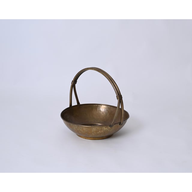 Italian Basket Magazine Rack in Brass, Italy, 1940s For Sale - Image 6 of 18