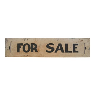 C1940s Black and White Wood for Sale Sign For Sale