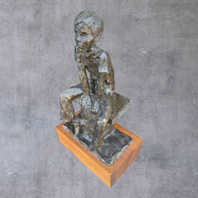 Vintage 1970 Signed Smith Bronze Sculpture Seated Boy Figurine Limited Ed 8/20 Brand/Artist: Smith Type: Sculpture...