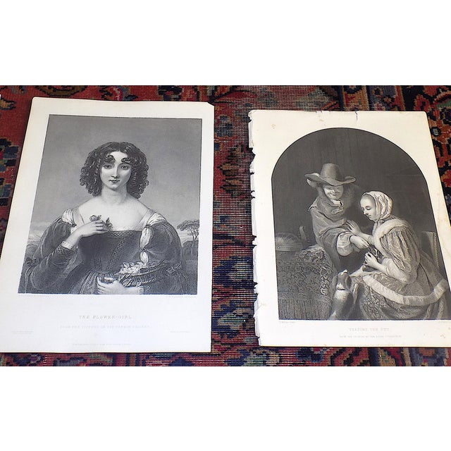Late 19th Century Antique 19th Century. Engravings of 1800's Young Women - Set of 9 For Sale - Image 5 of 8