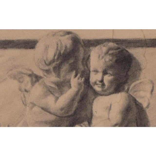 Drawing/Sketching Materials Antique Academic Neoclassical Graphite Drawing of a Cherub Frieze For Sale - Image 7 of 10
