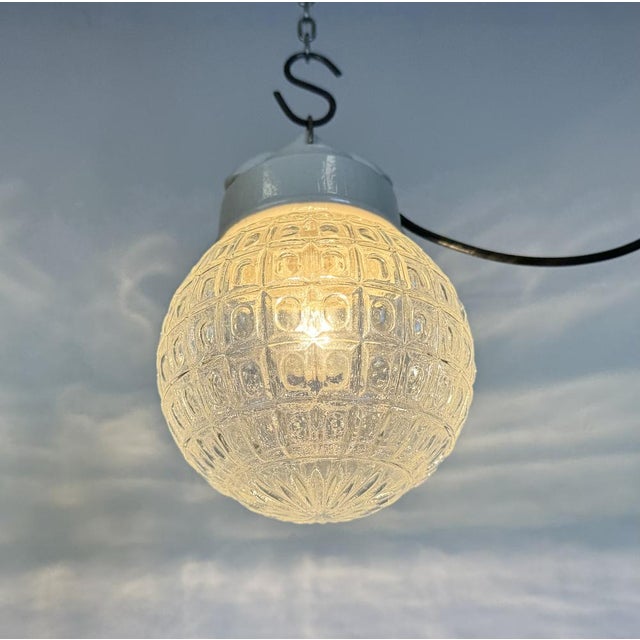 Vintage White Porcelain Pendant Light, 1970s For Sale - Image 14 of 15