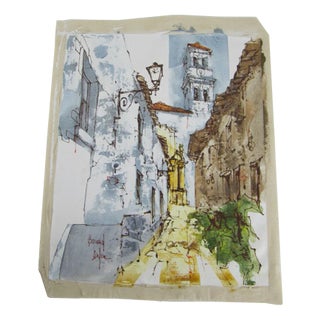 Bernard Dufour, Street Scene, Oil on Canvas For Sale