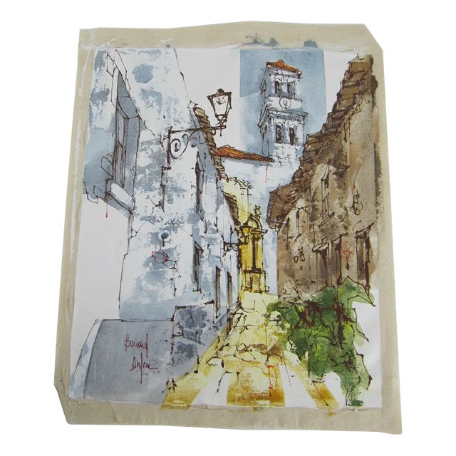 Bernard Dufour, Street Scene, Oil on Canvas For Sale