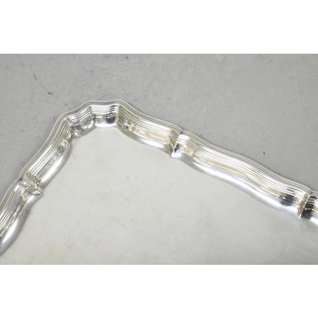 Vintage English Edwardian Silver Plated Scalloped Small Bar Trinket Dish Tray For Sale In Philadelphia - Image 6 of 14