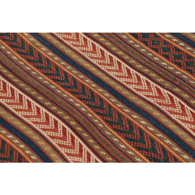 1950s Vintage Persian Kilim, Brown With Vibrant Geometric Stripes - Rug & Kilim For Sale - Image 5 of 7