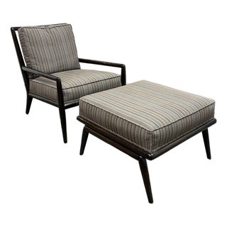 T. H. Robsjohn-Gibbings for Widdicomb Lounge Chair + Ottoman, Mid 20th Century For Sale