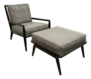 T. H. Robsjohn-Gibbings for Widdicomb Lounge Chair + Ottoman, Mid 20th Century