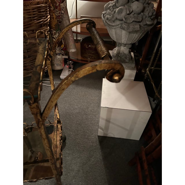 Gold Giltiron Vintage Italian Bar Cart For Sale - Image 8 of 10