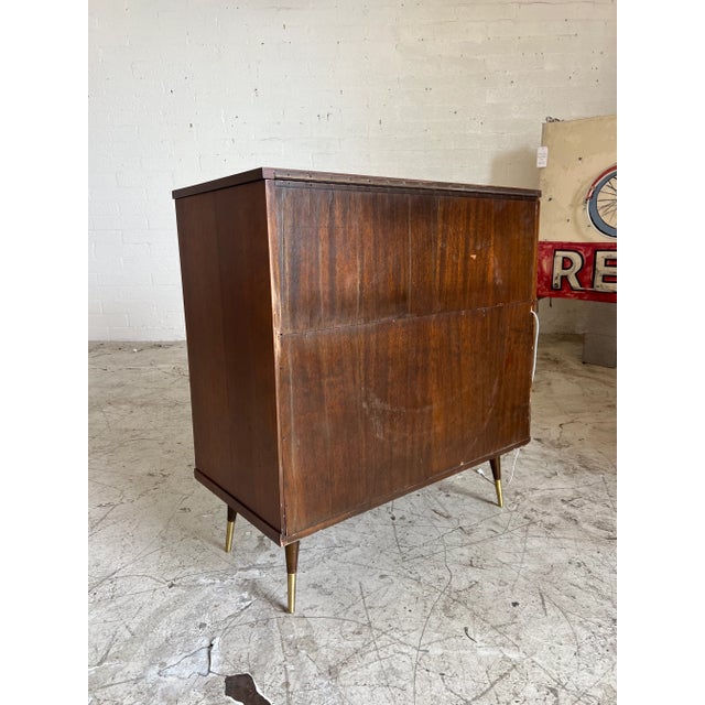 Mid-Century Modern Newly Restored Mid Century Danish Modern Walnut Tambour Door Bar Cabinet For Sale - Image 3 of 3