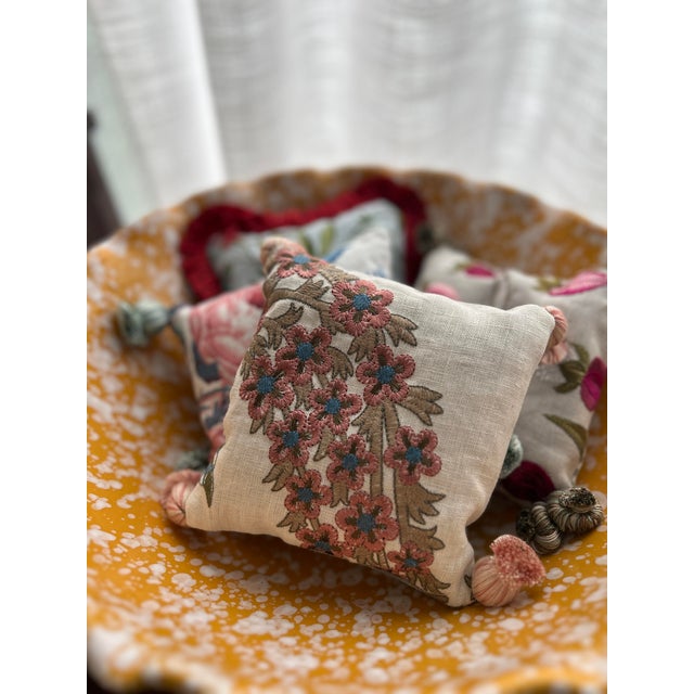 2020s Scented Small Accent Pillow: Liberty "Palampore" Embroidery Filled With Dried Lavender For Sale - Image 5 of 5
