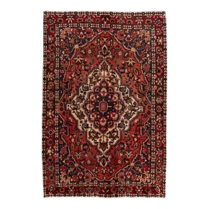 Persian Medallion Bakhtiari Vintage Wool Rug in Red