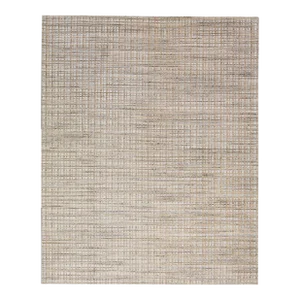 2010s Gray Wool & Silk Modern Handmade Rug With Geometric Design