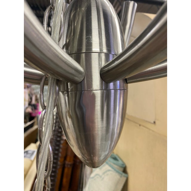 Mid-Century Modern Midcentury Modern Space Age Style Chrome 12 Light Chandelier For Sale - Image 3 of 8