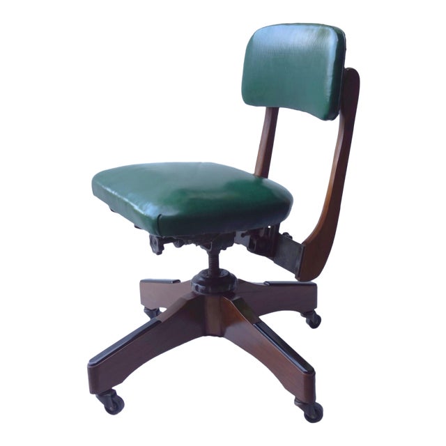1950s Vintage Gunlocke Walnut Wood Office Chair Chairish