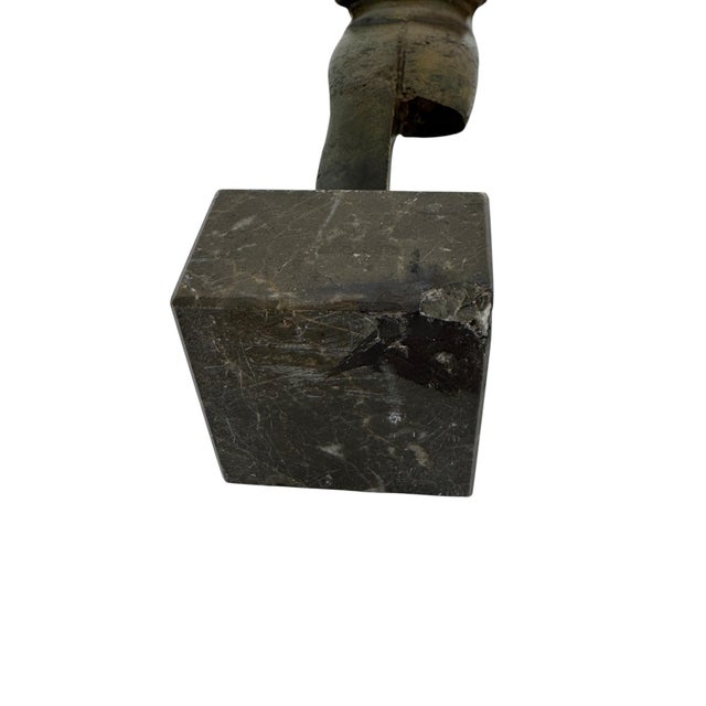 Cycladic Revival Bronze Figure on Marble Base, European, circa 1950s For Sale - Image 10 of 10