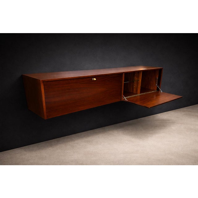 Brazilian Modern Floating Bar / Sideboard in Hardwood by Carlo Hauner, 1950s For Sale - Image 11 of 13