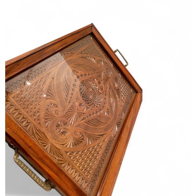 Victorian English Walnut Serving Tray, 1890s For Sale - Image 3 of 14