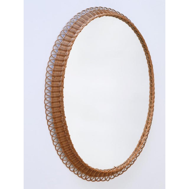 Mid-Century Modern Rattan Oval Wall Mirror Germany, 1960s For Sale - Image 18 of 18