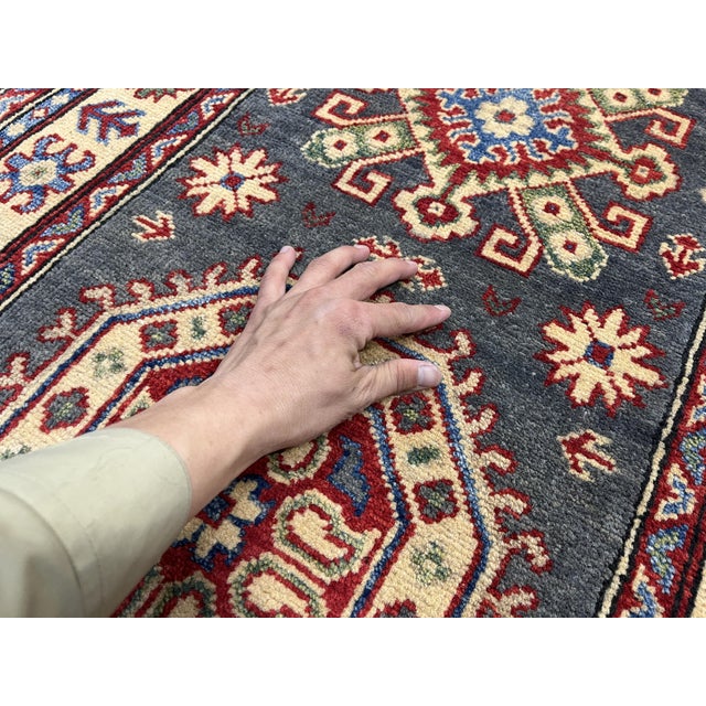 Charcoal Gray, Cream and Red Kazak Wool Runner Rug, 2'8" X 13' For Sale - Image 12 of 16