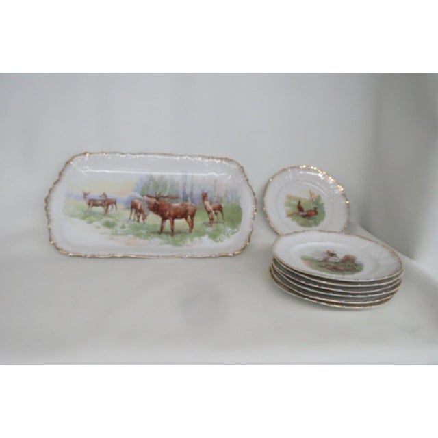 Late 19th Century Joseph Schachtel Porcelain Wildlife Game Set 8pc With 7 Plates 1 Platter For Sale - Image 14 of 18