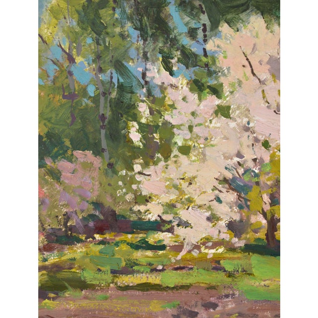 1960s Alfejs Bromults, Apple Tree Blooming, 1969, Oil on Cardboard For Sale - Image 5 of 6