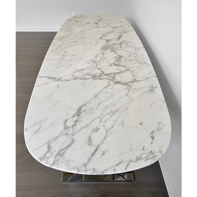 White B&b Italia Maxalto Pathos Dining Table by Antonio Citterio in Calacatta Marble and Chrome For Sale - Image 8 of 14