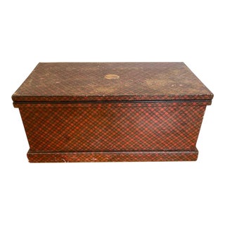 19th C. Antique Scottish Tartanware Trunk For Sale