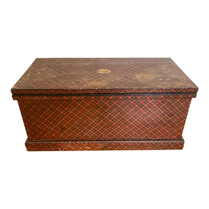 19th C. Antique Scottish Tartanware Trunk