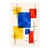 Midcentury Modern Abstract Art Print – Blue, Red and Yellow Geometric Design, 12" X 18" For Sale