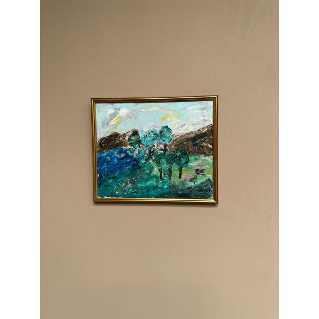 Original Swedish Oil on Canvas – “Forest” by Norvy – Signed & Dated 1994 – Framed – 50 × 42 cm (19.7" × 16.5") incl. frame...