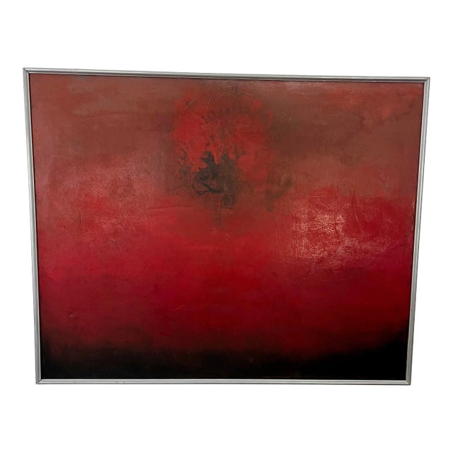 Mid Century Contemporary Abstract Painting on Canvas For Sale
