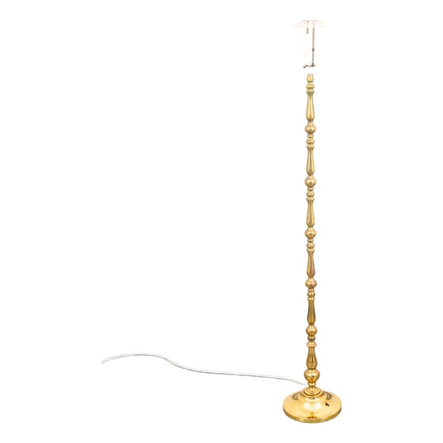 Vintage Mid Century Modern Floor Lamp Lighting Brass Gold Ribbed Maximalist For Sale