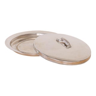1940s Alpaca Silver Lobster Serving Tray With Lid, Spain For Sale