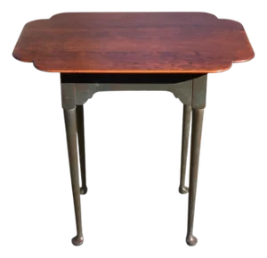 Vintage Queen Anne Style Eldred Wheeler Cherry Side Table With Scalloped Top