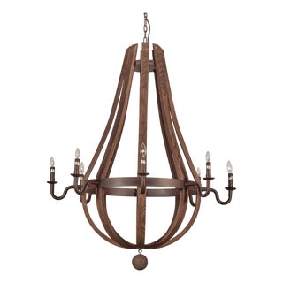 Matthew Izzo Home Wine Barrel Eight Arm Chandelier For Sale