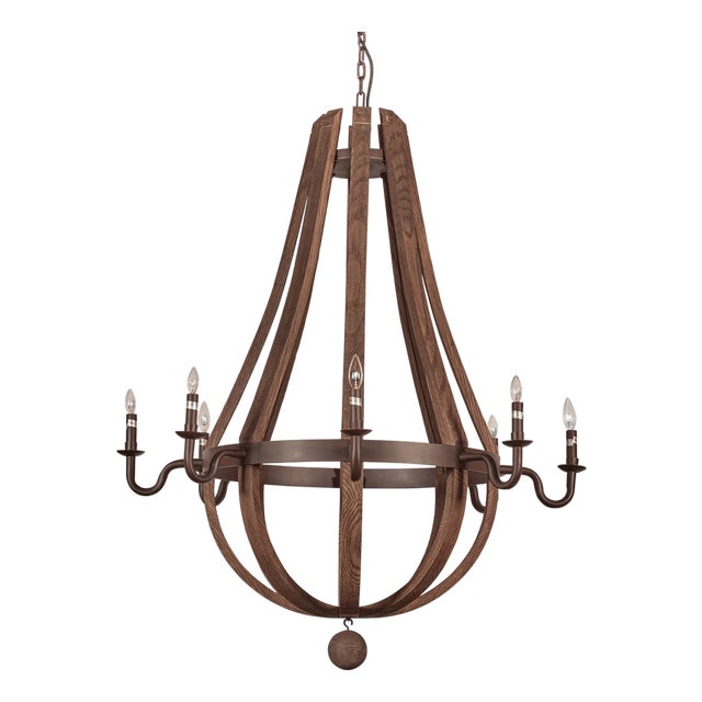 Matthew Izzo Home Wine Barrel Eight Arm Chandelier For Sale