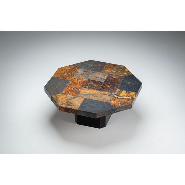 Large Octagonal Coffee Table with Multicoloured Slate Top, 1980s For Sale - Image 4 of 13