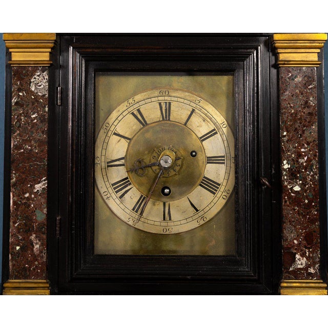 Ebony Table Clock with Semi-Precious Stone Inlay, Central Italy, 18th Century For Sale - Image 4 of 12