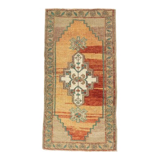 Turkish Mini Rug Oriental Hand Knotted Vintage Rug 1'8" x 3'3" #21222 For Sale