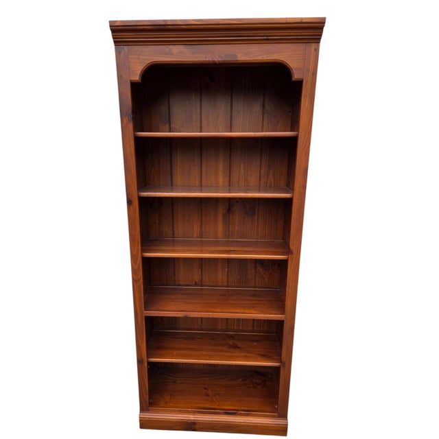 Wood Ethan Allen Country Craftsman Bookshelf Cabinet Shelf Display Knotty Pine Hutch For Sale - Image 7 of 12