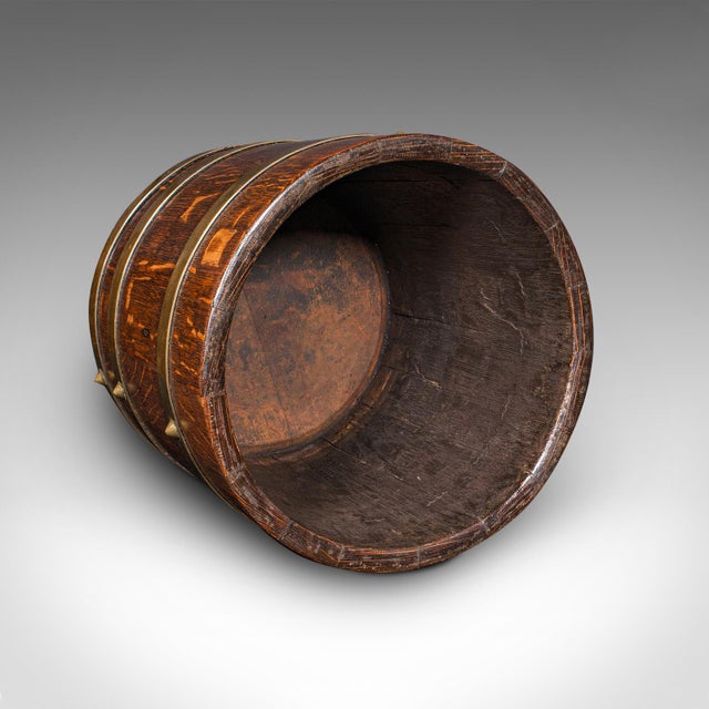 Brown 1910's Antique Coopered Barrel Jardiniere Stand For Sale - Image 8 of 10